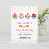 Uitnodiging voor spuitbus cupcakes feestje (Staand voorkant)