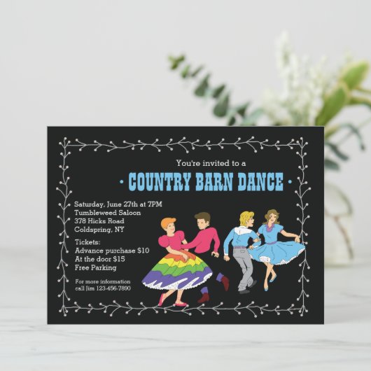 Uitnodiging voor Square Dancing Partners (Staand voorkant)