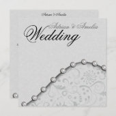 Uitnodiging voor Square Pearl bruiloft (Voorkant / Achterkant)