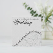 Uitnodiging voor Square Pearl bruiloft (Staand voorkant)