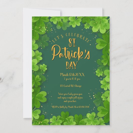 Uitnodiging voor St. Patrick's Day Shamrock Feest (Voorkant)