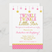 Uitnodiging voor Star Birthday Party (Voorkant / Achterkant)