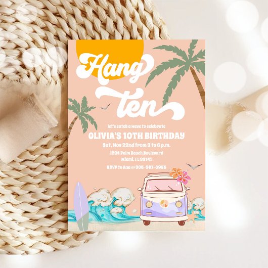 Uitnodiging voor strand surf verjaardagsfeestje