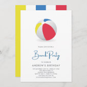 Uitnodiging voor strandbal zwembadfeest (Voorkant / Achterkant)