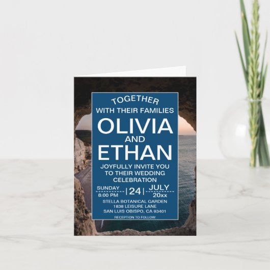 Uitnodiging voor strandbruiloft van Seascape (Voorkant)