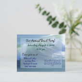 Uitnodiging voor strandfeest met surfgolven (Staand voorkant)