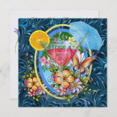 Uitnodiging voor strandfeestcocktail (Voorkant / Achterkant)