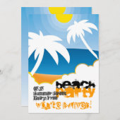  uitnodiging voor strandpartij (Voorkant / Achterkant)