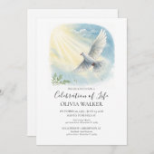 Uitnodiging voor Sunlight Dove Funeral Celebration (Voorkant / Achterkant)