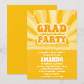 Uitnodiging voor Sunshine Yellow Graduparty (Voorkant / Achterkant)