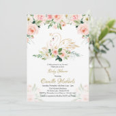 Uitnodiging voor Swan-Baby shower (Staand voorkant)