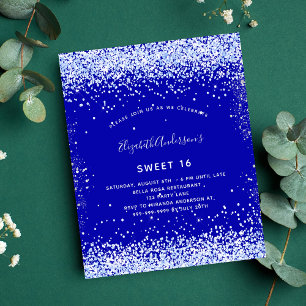 Uitnodiging voor Sweet 16 koninklijk blauwe witte Flyer