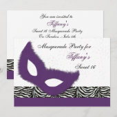 Uitnodiging voor Sweet 16 Maskeradefeest (Voorkant / Achterkant)