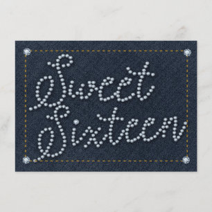 Uitnodiging voor SWEET 16 Type Denim & Diamonds-fe