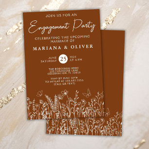 Uitnodiging voor Terracotta Wildflowers Engagement