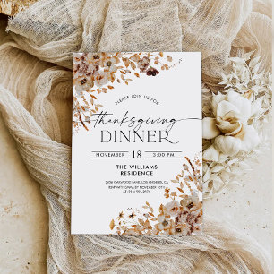 Uitnodiging voor Thanksgiving-diner met herfstblad