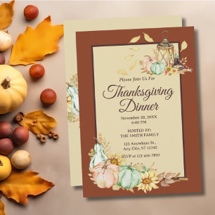 Uitnodiging voor Thanksgiving Dinner Rustic Waterc