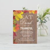 Uitnodiging voor Thanksgiving in een rustieke oude (Staand voorkant)