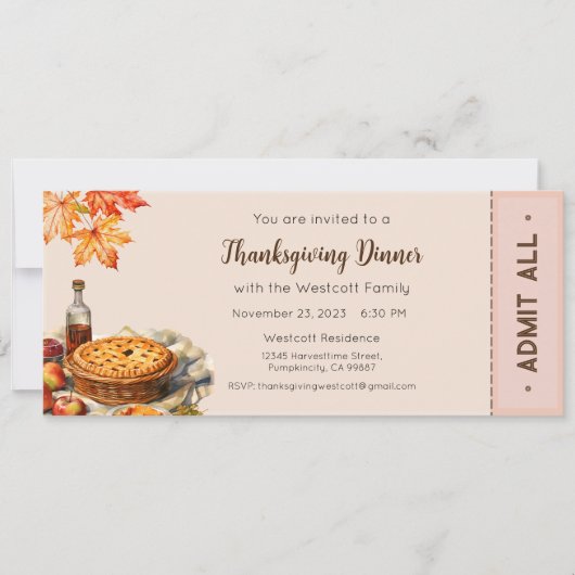 Uitnodiging voor Thanksgiving, uitnodiging voor Th (Voorkant)