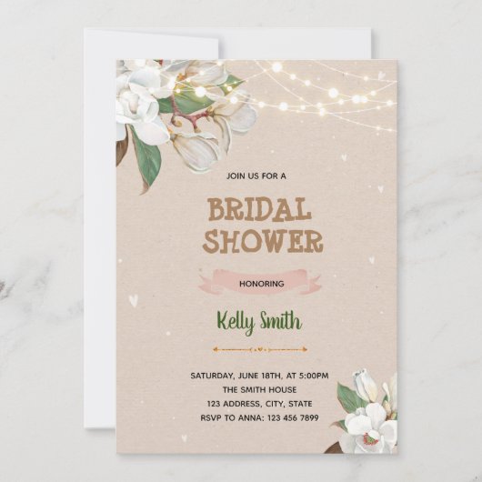 Uitnodiging voor themadouche Magnolia (Voorkant)