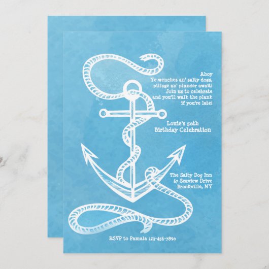 Uitnodiging voor touw en anker (Voorkant / Achterkant)
