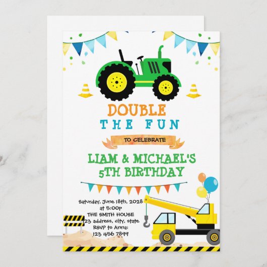 Uitnodiging voor tractor- en constructiegezamenlij (Voorkant / Achterkant)