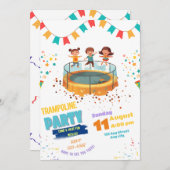 Uitnodiging voor trampolinefeest, spring- en stuit (Voorkant / Achterkant)