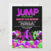 Uitnodiging voor trampolinefeest voor meisjes (Voorkant)