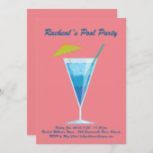 Uitnodiging voor Tropical Coral Pool Party (Voorkant / Achterkant)