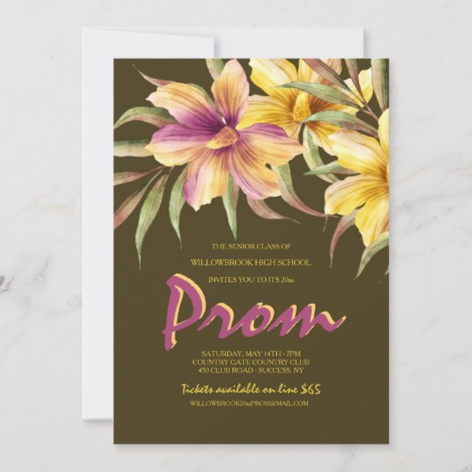 Uitnodiging voor Tropical Night Prom (Voorkant)