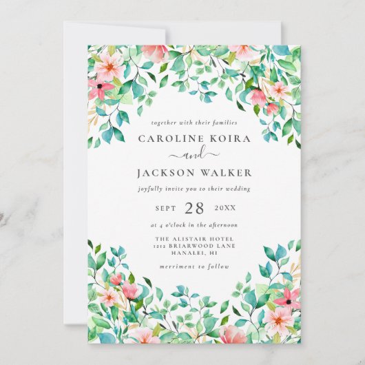 Uitnodiging voor Tropical Wedding (Voorkant)