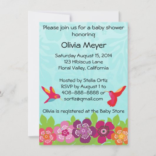 Uitnodiging voor tropisch Baby shower (Voorkant)