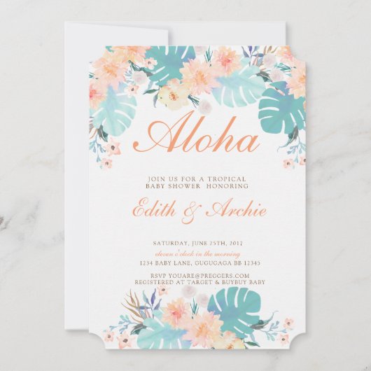 Uitnodiging voor tropisch Baby shower (Voorkant)