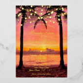 Uitnodiging voor Tropisch Beach Summer Sunset Wedd (Voorkant)