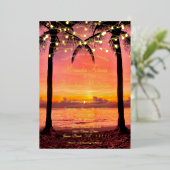 Uitnodiging voor Tropisch Beach Summer Sunset Wedd (Staand Voorkant)