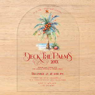 Uitnodiging voor tropisch kerstfeest onder de palm acryl uitnodigingen