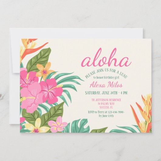 Uitnodiging voor tropische bloemen (Voorkant)