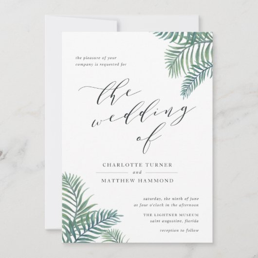 Uitnodiging voor Tropische olievrouwweddenschappen (Voorkant)