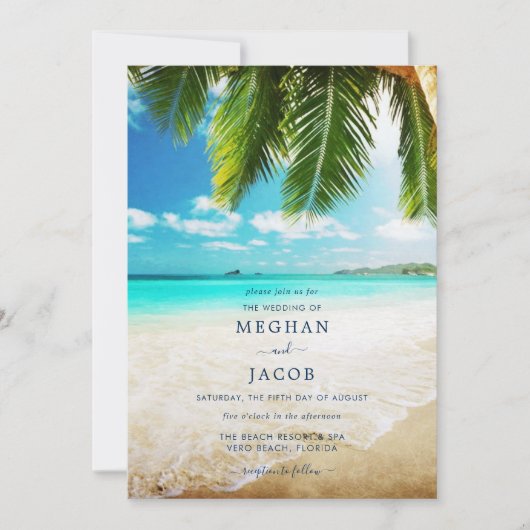 Uitnodiging voor tropische strandbruiloft (Voorkant)