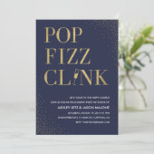 Uitnodiging voor trouw- en verlovingsfeest Pop Fiz (Staand voorkant)