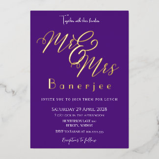 Uitnodiging voor trouwfeest Mr & Mrs Royal Purple