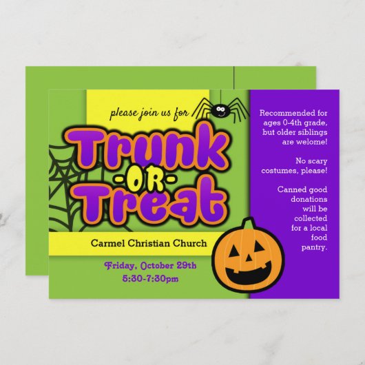Uitnodiging voor Trunk or Treat (Voorkant / Achterkant)