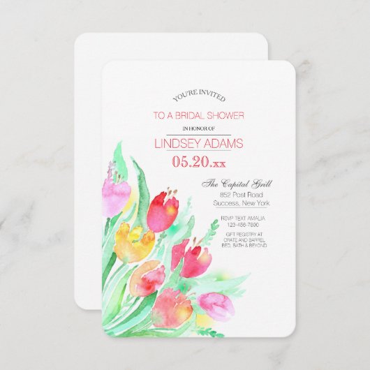 Uitnodiging voor tulpenboeket (Voorkant / Achterkant)