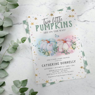 Uitnodiging voor Twin Pumpkin Boy Girl Baby Shower