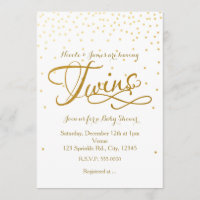 Uitnodiging voor TWINS Baby Shower Unisex Wit & Go