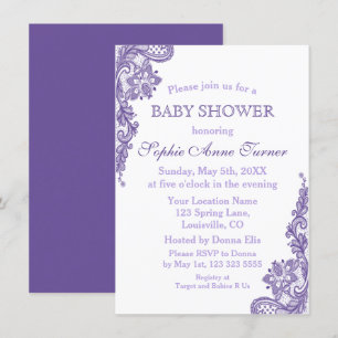 Uitnodiging voor Ultra Violet Lace Baby shower
