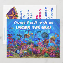 Uitnodiging voor Under the Sea Quad-feestje