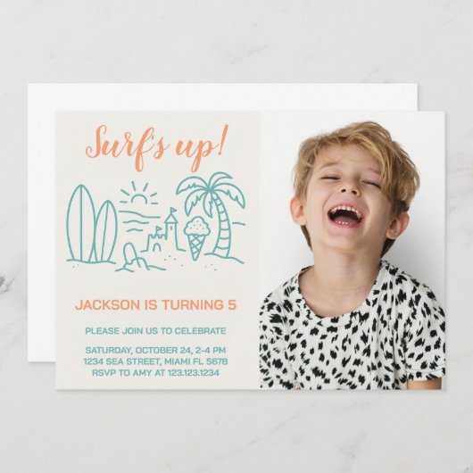 Uitnodiging voor Up Birthday Party van Editable Su (Voorkant / Achterkant)