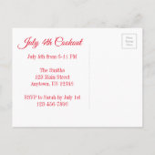 Uitnodiging voor USA 4 juli-feest met vuurwerk Rak (Achterkant)