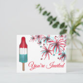 Uitnodiging voor USA 4 juli-feest met vuurwerk Rak (Staand voorkant)